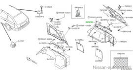 Montageframe kofferbakbekleding rechts Nissan Primera P12 Wagon - uitvoering 84928-AV700 Gebruikt.