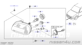 Klemveer koplamppit Nissan Micra K11 B6010-6F600-klemveer Gebruikt.