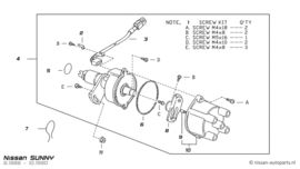 Cap distributor Nissan 22162-01B01 B11/ B12/ M10/ N12/ N13 Original.