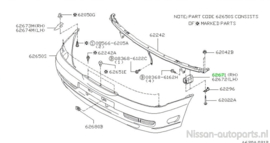 Stay-front bumper, right-hand Nissan Almera N15 62210-2N300 Original.