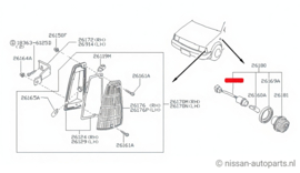Fitting zijknipperlicht Nissan 26163-04B15 K10/ N13 Gebruikt.