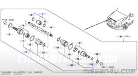 Aandrijfas rechts QG18DE automaat Nissan Almera N16 39100-4M776