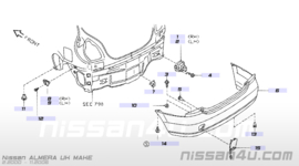 Finisher-rear bumper, center Nissan Almera N16 85071-BN700 (AX5)