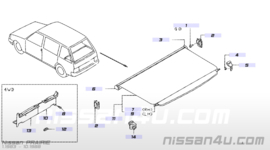 Bevestigingsclip hoedenplank rechts Nissan Prairie M10 79954-14R00 Origineel.