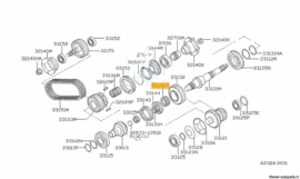 Bearing-needle transfer gear Nissan 33137-33G00 D21/ D22/ R50/ WD21/ Y60/ Y61 Original.