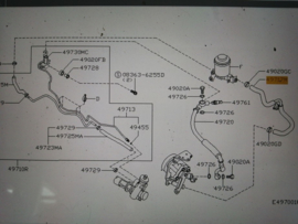 Lagedruk stuurolieleidingsamenstelling Nissan Micra K11 49717-6F620 Gebruikt.