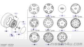 Wieldop Nissan Micra K11. 14 inch 40315-2F105 Origineel.