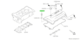 Bolt-rocker cover SR20DE/ SR20DET Nissan 13224-2J200 N15/ P10/ P11/ S14/ V10/ W10/ WP11 Gebruikt.