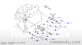 Aansluitflens koelwaterslang motoroliekoeler Nissan YD22DDT 14075-BN300