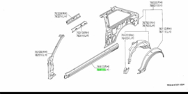 Sill assy-outer left-hand Nissan Cherry N12 76413-21M00 Original.