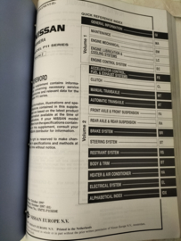 Service manual '' Model P11 series '' Volume 2 SM6E-0P11E0E + Volume 1+ 2 SM7E-P11SE0E supplement II Nissan Primera P11 pre-Facelift. Used part.