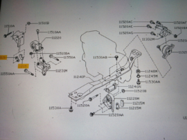 Zijrubber motorsteun Nissan Micra K11 11215-6F613 Gebruikt.