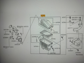 Resonator luchtinlaat QG16DE/ QG18DE Nissan 20250717 (16585-AU00A) P12/ V10 Gebruikt.