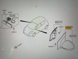 Buitenspiegel links Nissan Pixo UA0 96302-4A05E