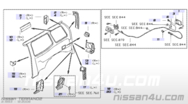 Verlengstuk zijraam rechts Nissan Terrano2 R20 78118-0F030 Gebruikt.