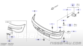 Stay-front bumper, left-hand Nissan Micra K11 62211-41B25 New.