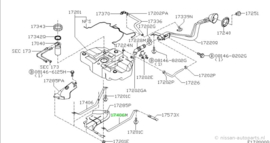 Tankband links Nissan Primera P12 17407-AV70A Origineel.