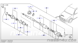 Aandrijfas links Nissan Micra K11 1.5 39101-6F810