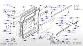 Deurvanger schuifdeur man/onderste Nissan Vanette GC22 82616-G5101