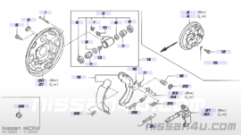 Remschoenset achteras Nissan Micra K10 DD06M-28B25 Origineel.
