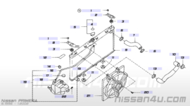 Hose-radiator, upper Nissan Primera P11 21501-9F500 Used part.