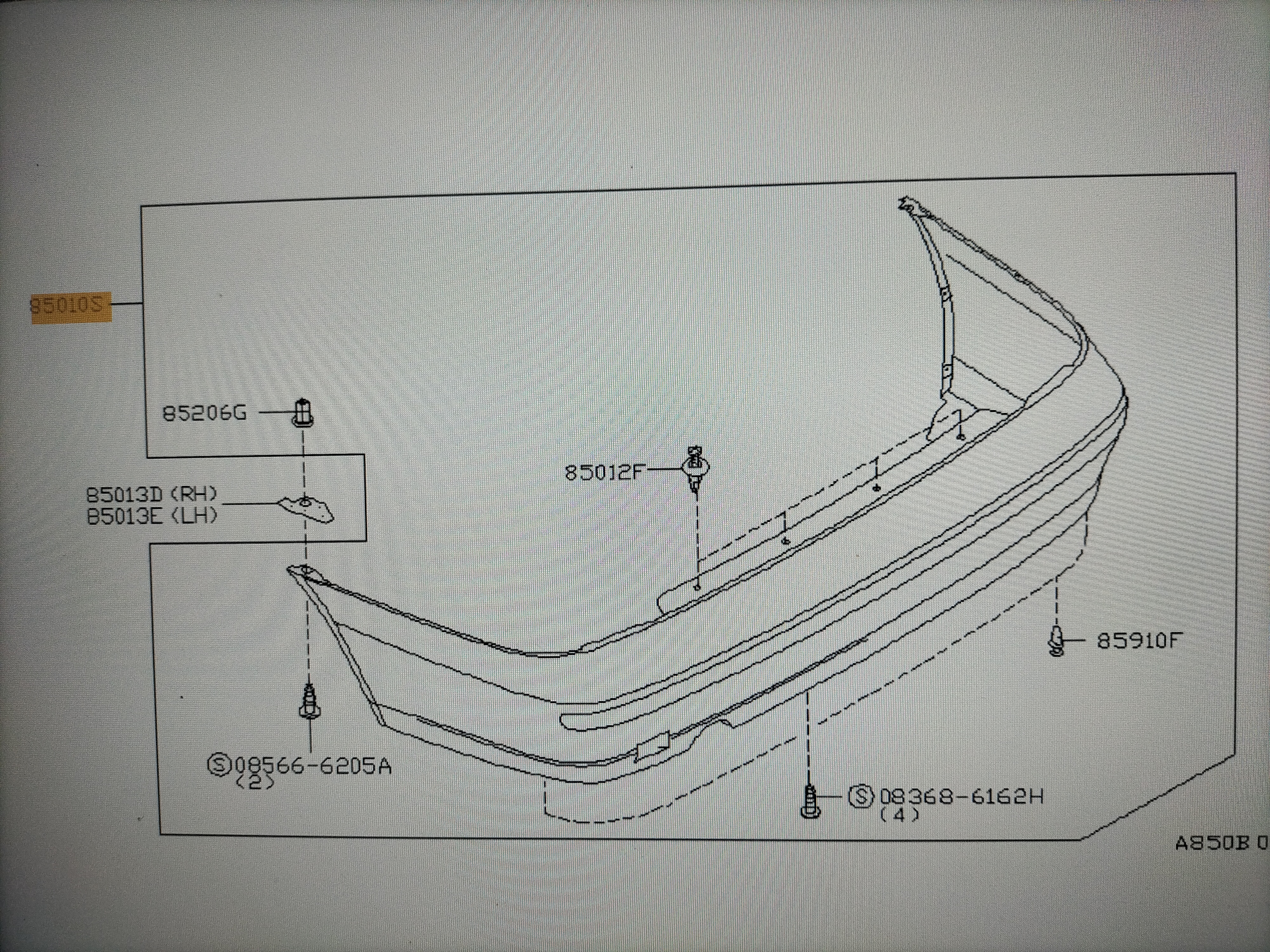Fascia kit-rear bumper Nissan Almera N15 85022-0N025 (20250601) Used part.