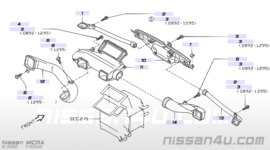 Kachelventilatiebuis voorruit Nissan Micra K11 27800-4F100
