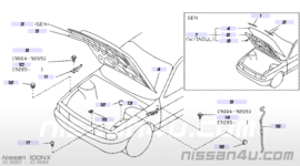 Motorkapscharnier links Nissan 100NX B13 65401-61Y20 TK3 (Bonnet hinge left Nissan 100NX B13)