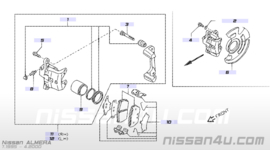 Remklauw rechtsvoor Nissan Almera N15 41001-0M800 Gebruikt.