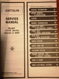 Service manual '' Model C120 series chassis and body '' Nissan Vanette C120 SM9E-C120G0 Gebruikt.