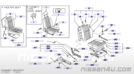 Afdekkap montagebout voorstoel Nissan Sunny (Wagon) N14/Y10 87508-50Y03