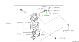 Kachelbedieningshendel luchtinlaat Nissan Micra K11 27250-5F2005f200 Gebruikt.