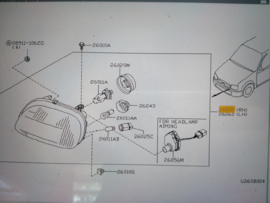 Head lamp right-hand Nissan Micra K11 B6010-6F600 New.