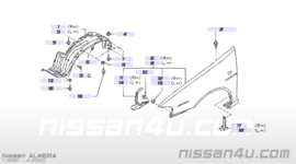 Afdekkap achter voorwiel links Nissan Almera N15 63839-0N000