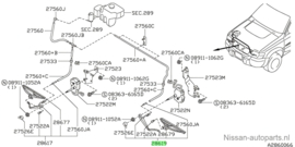 Koplampwisser links Nissan Patrol Y61 28618-VB200 Origineel.