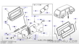 Slot schuifraam Nissan Vanette GC22 82342-G5106