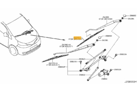 Ruitenwisserblad links Nissan M20M/ ME0M 28890-JX56A Origineel.