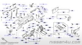 Voorplaat Dashboardkastje Nissan Terrano2 R20 68500-0X810 (68500-0F000) Gebruikt,