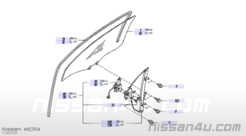 Raammechanisme linksvoor Nissan Micra K12 80701-AX615 (3-deurs)