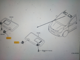 Zonneklephouder Nissan 96409-BC402 E11/ J10/ K12 Origineel.