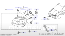 Koplamp rechts Nissan Almera Tino V10 26010-BU200 Gebruikt