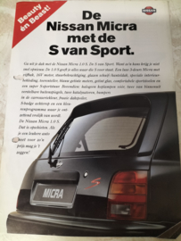 Reclamefolder Nissan Micra K11 ''De Nissan Micra met de S van sport'' 20250318
