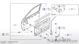 Deurpaneel rechtsvoor Nissan Terrano2 R20 80900-0F000 Gebruikt.