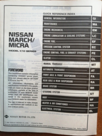 Service manual '' Model K10 series '' Supplement-IV SM9E-K10SG0 Nissan Micra K10 Used part.