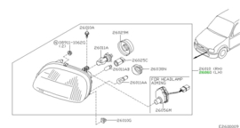Head lamp left-hand Nissan Micra K11 B6060-6F600 With actuator, Used part.