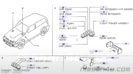 Relais claxon B13/ C23/ C32/ CG22/ J30/ K11/ M11/ N13/ N14/ P10/ S13/ S14/ T72/ W10/ Y10/  Y60/ Z32Nissan 25630-C9960 Gebruikt.