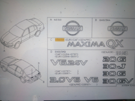 Emblem-trunk lid Nissan Maxima A32 84895-43U10 Original.