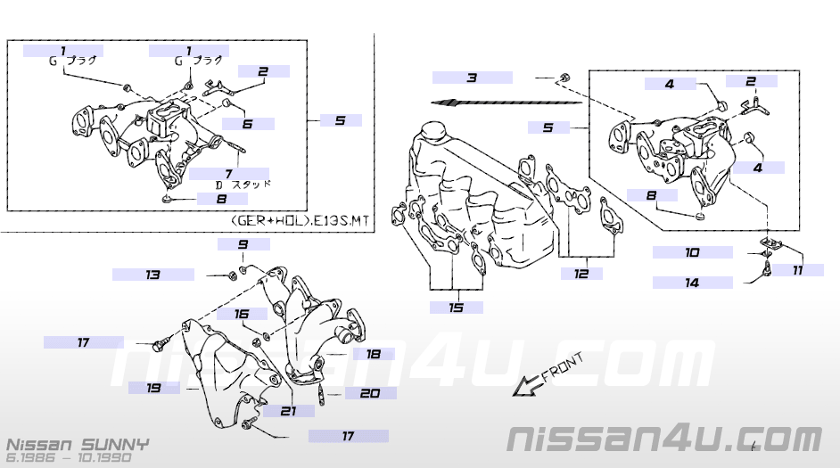 Hitteschild uitlaatspruitstuk E10S/ E13S/ E15S/ E16S Nissan 16590-21M00 B11/ B12/ N12/ N13/ M10 Gebruikt.