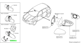 Afdekkap binnenspiegel Nissan 96329-AU405 C13/ J10/ JJ10/ P12 Origineel.