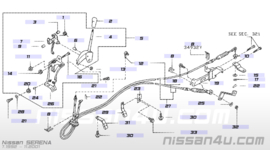 Cable control, manual transmission LD20/ LD23 Nissan Serena C23 B9760-7C001 Original.